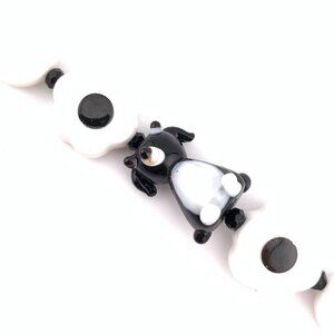 Dog & Flowers Black & White Crystal Prism Glass Beads Car Charm Suncatcher CC131